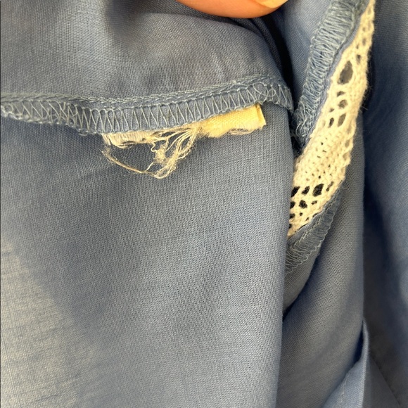 Anthropologie Light Blue Eyelet Lace-Trim Flutter Sleeve Top - Picture 16 of 16